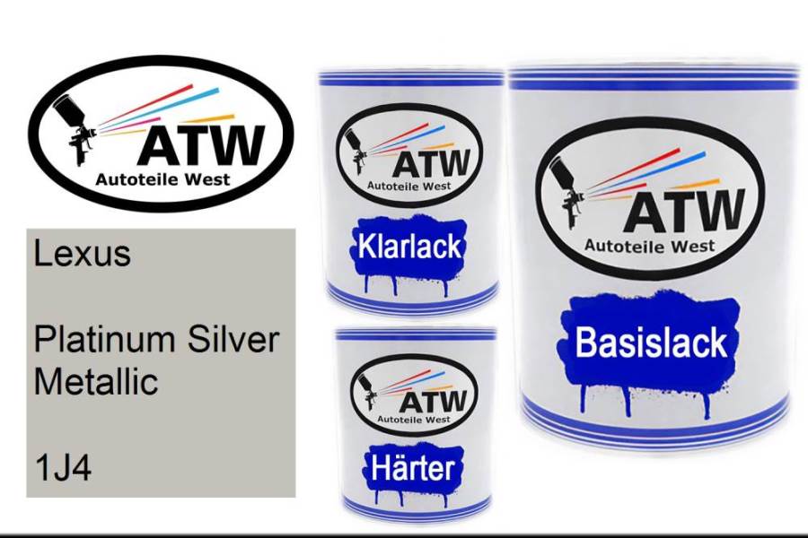 Lexus, Platinum Silver Metallic, 1J4: 1L Lackdose + 1L Klarlack + 500ml Härter - Set, von ATW Autoteile West.